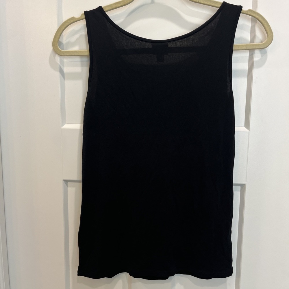 Eileen Fisher Minimalist Scoop Neck‎ Tank Sz XS Black Lagenlook Sustainable Silk